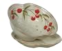 Saparna Hand Painted Ceramic Earthenware 8-Inch Berry Bowl with Dish, Embossed Cherries by Rommel Nueva