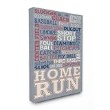 The Kids Room by Stupell "Baseball Typography Denim Feel Oversized Stretched" Canvas Wall Art [並行輸入品