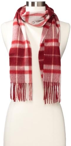 Amicale Women's 100% Cashmere Center-Plaid Scarf