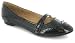 Platino Brodie Ladies Fashion Brogue Ballerina Style Shoes - Black/Patent