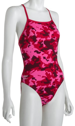 Speedo Women's Race Endurance+ Polyester Camo Overall Print Axcel Back One Piece Swimsuit