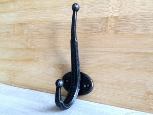 1Pcs Antique Silver Black Wall Hook Decorative Hooks Coat Clothes Hanger Wall Mount Retro Rustic 4.8" (122 mm)