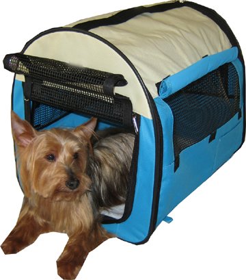 Blue - Designer Portable Pet Home Carrier Provides Shelter Anywhere Pet Goes - Medium