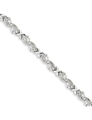 Genuine .925 Sterling Silver Diamond Bracelet 12.1 Grams . 100% Satisfaction Guaranteed.