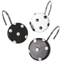 Dots Shower Curtain Hooks - Black/White