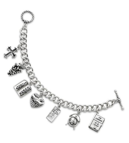 925 Sterling Silver Religious Locket Charm Bracelet