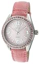 Peugeot Women's Silver-Tone Swarovski® Crystal Accented Pink Leather Strap Watch #3006PK