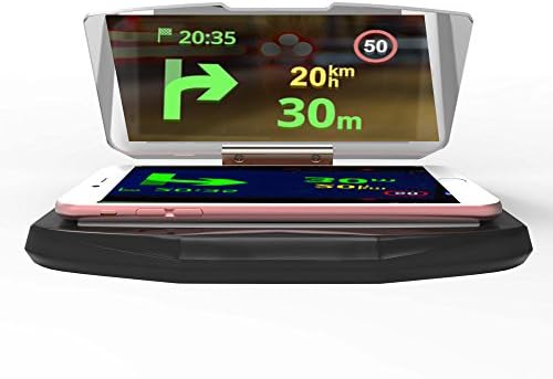 Raisetech Car HUD GPS Display, Universal Car Head Up Display Bracket Phone GPS Navigation Image Reflector, Cell phone Holder Mount
