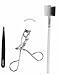 ICINI Essentials- Precision Eyelash Curler + Slant Tip Tweezer + Eyebrow Brush/Eyelash Separator + Eyelash Curler Refill + Carrying Bag