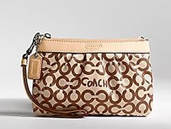 Coach Signature Leah Coated Canvas Wristlet Bag 42356 Brown