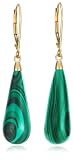 14k Yellow Gold Malachite Drop Earrings