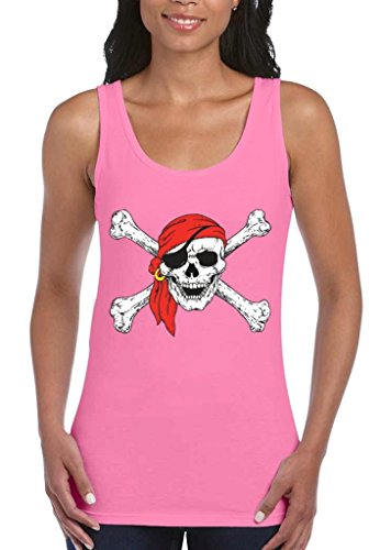Shop4Ever® Jolly Roger Skull Crossbones Women's Tank Top Pirate Flag Tank Tops