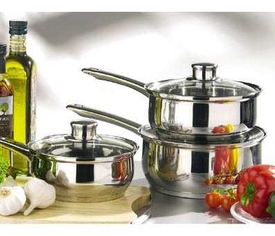 3 Pieces Stainless Steel Cookware Set Glass Lid Pan Set Kitchenware Pan Set Cook Set Stainless Steel Design