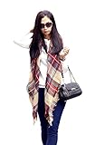 Large Red Camel Navy Green Plaid Checked Tartan Scarf Wrap Shawl
