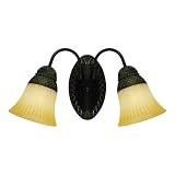 Westinghouse 69109 Apple Valley Two-Light Wall Fixture, Gilded Bronze Finish with Antique Amber Scavo Globe