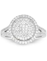 1.20ct tw Princess cut and Round Diamond Cluster ring set in 18k White Gold