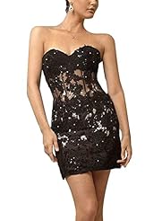 Sweetheart Beaded Lace Sheer   Ball Gown Evening Dress/Mini Dress 