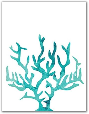 Aqua Blue Coral 8"x10" Print - Watercolor Wall Print &amp; Beach House Wall Art by Jetty Home