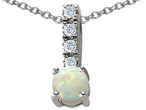 1.12 cts 14K White Gold Plated 925 Sterling Silver Genuine Opal Pendant