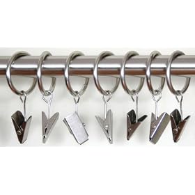 Curtain Rings With Clips (set Of 7) Nickel Curtain Rod Rings by BackyardBargain LLC