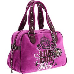 Juicy Couture Bright Lights Fuchsia Glitter Glam Velour Large Satchel Bag