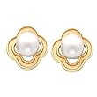 18K Yellow Gold White Akoya Pearl Earrings