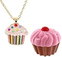 Cupcake Crystal & Enamel Pendant Necklace in Figural Gift Box