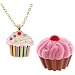 Cupcake Crystal & Enamel Pendant Necklace in Figural Gift Box