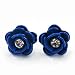 Small Navy Blue Enamel Diamante 'Rose' Stud Earrings In Silver Finish - 10mm Diameter