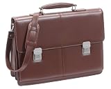 edle Monte Lovis Designer Aktentasche in Braun aus pflegeleichtem hochwertigem Kunstleder luxuriöse Aktenmappe m. top Verarbeitung LUXUS auch f. Laptop / Notebook NEU & OVP