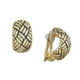 Goldtone Weave Design Cuff Clip-On Earrings Fashion Jewelry