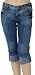 Low Waist Stretch Denim Cuffed Capri Pants with Rear Pocket Stitching - Clearance Sale !
