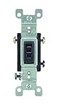 Leviton 1453-2E 15 Amp, 120 Volt, Toggle Framed 3-Way AC Quiet Switch, Residential Grade, Grounding,