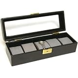 Watch Case Display Box W/Glass & Lock 5 Slot