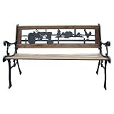 Painted Sky Designs Wood & Cast Iron Bench - Farm Scene in Bronze, Model# BFM-BR-00103