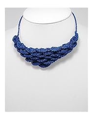 Blue Cotton Waxed Thread Natural Stone Necklace