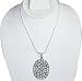 Designer Pendant In Sterling Silver & White Cut Stone Gemstones Oval Shape 2.25 "