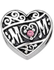 Zable (tm) Sterling Silver Mom Heart With Crystals Bead / Charm