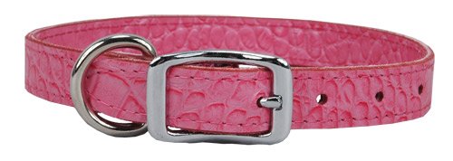Croco - Faux Crocodile Leather Collar - 3/4 in. x 16 in. - Pink