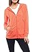 Sofra Women's Thin Cotton Zip Up Hoodie Jacket (L, Coral)