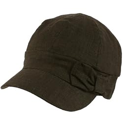 Light Summer Linen Ribbon Cabbie Cadet Cap Hat Black