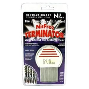 Nit Free Terminator Lice Comb,  Professional Stainless Steel Louse and Nit Comb for Head Lice Treatment, Removes Nits