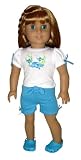 SALE! Turquoise Clogs, Fish Top, and Shorts. Doll Clothes fit 18