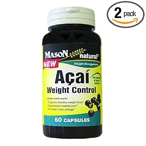 Mason Vitamins Acai Weight Control Capsules, 60-count Bottles (Pack of 2)