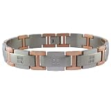 Stainless Steel Mens Bracelet w/ Diamond Accent & Rose Plating (1/4 cttw), 8.25
