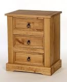 Santa Fe 3 Drawer Pine Bedside cabinet