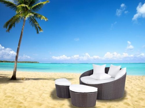 Gartenmöbel Rattan Sonnenliege Hawaii 1 mocca – 2. Wahl