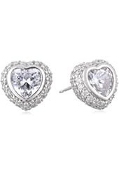 Sterling Silver Cubic Zirconia Heart Shaped Halo Stud Earrings (2.7 cttw)