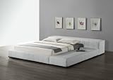 Design Bett Textil-Lederbett Ehebett Doppelbett weiss 180 x 200 cm (passend für Lattenroste + Matratzen 180×200 cm und 90×200 cm) – Designismine Leder Betten 2011