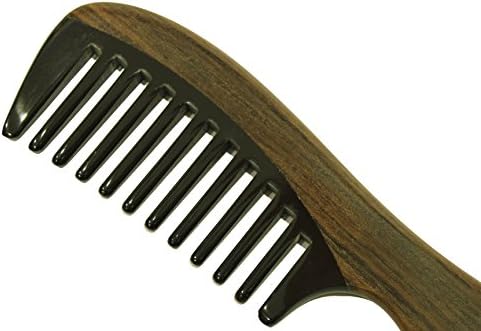 Wide Tooth Comb Black Ebony Comb Frame and Handle with Buffalo Horn Teeth Handmade Comb - JM006